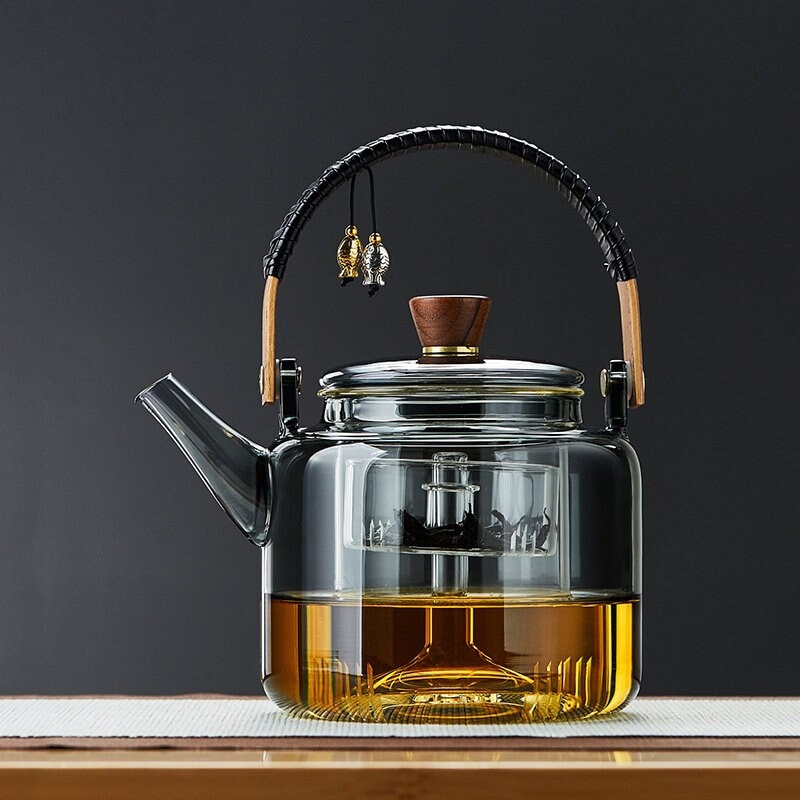 High temperature resistant glass steaming teapot | High temperature resistant large capacity kettle | Glass handle kettle | Tea kettle