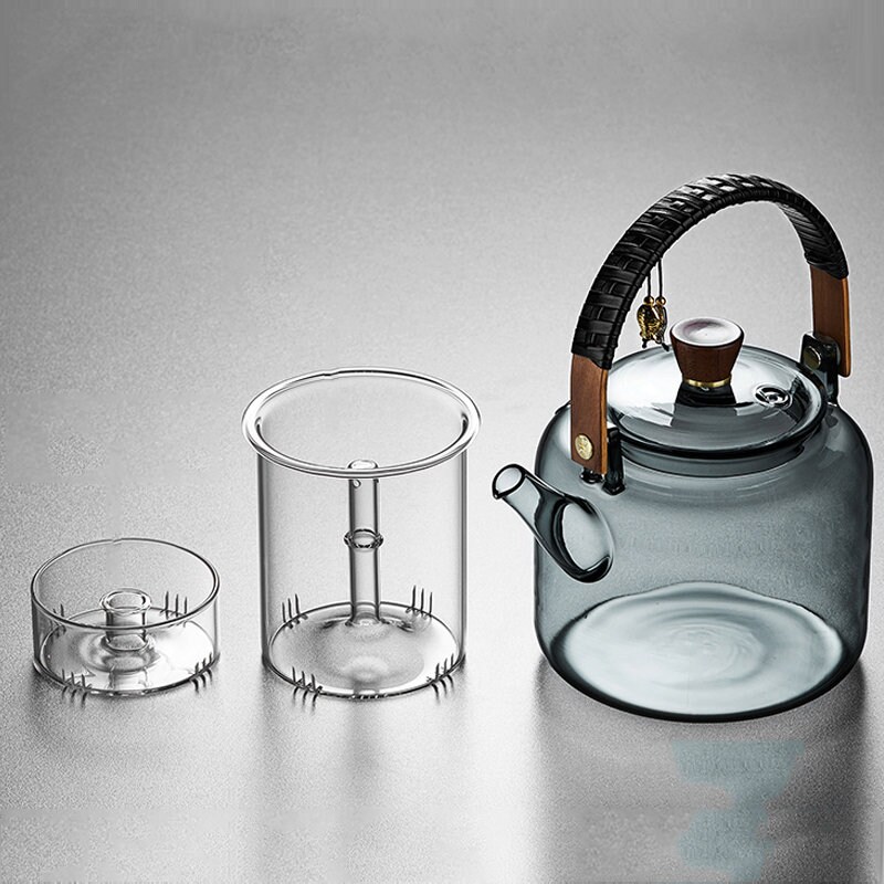 High temperature resistant glass steaming teapot | High temperature resistant large capacity kettle | Glass handle kettle | Tea kettle