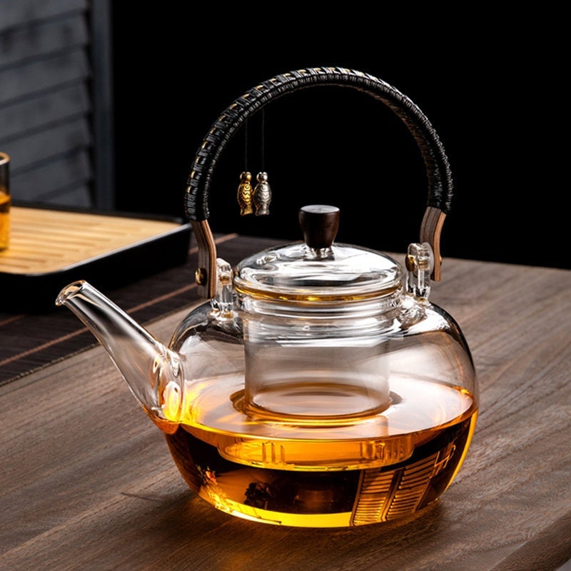 Glass teapot | Heat-resistant glass tea steamer | Thickened glass teapot | Tea party tea set | Flower teapot | Afternoon tea set