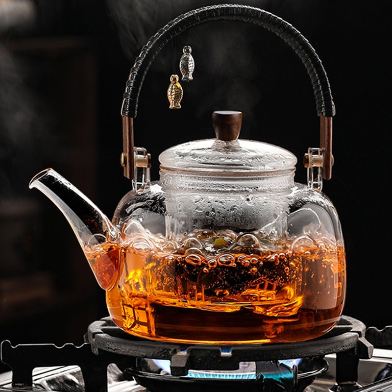 Glass teapot | Heat-resistant glass tea steamer | Thickened glass teapot | Tea party tea set | Flower teapot | Afternoon tea set