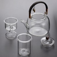 Glass teapot | Heat-resistant glass tea steamer | Thickened glass teapot | Tea party tea set | Flower teapot | Afternoon tea set