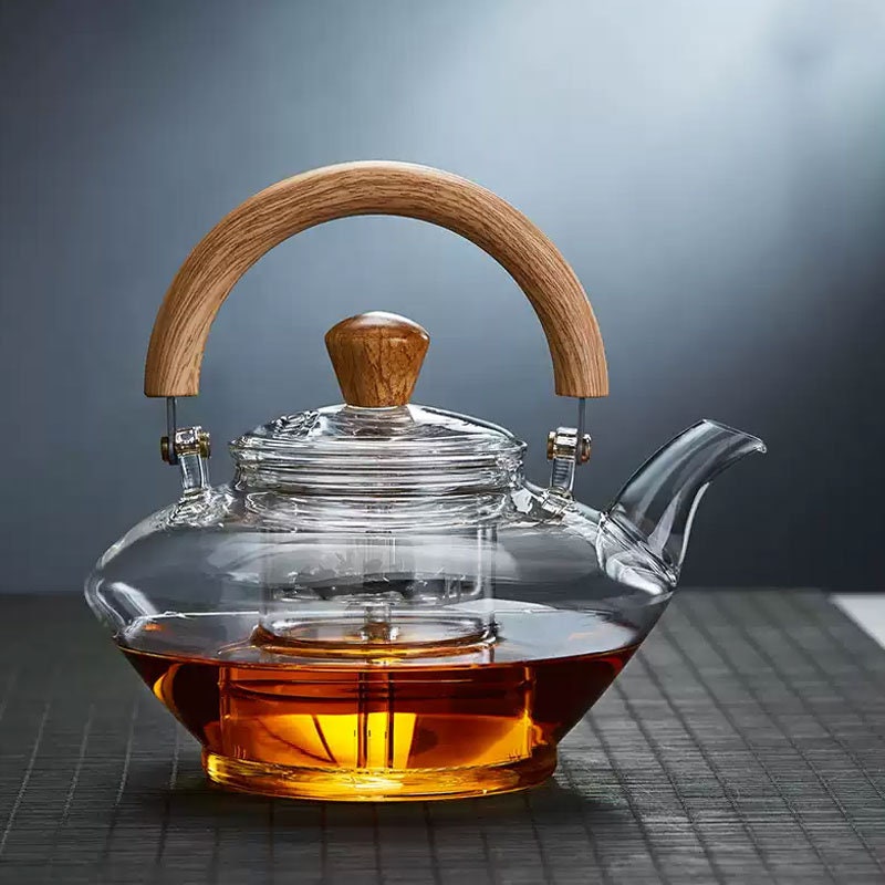 Glass tea set | heat-resistant glass steaming teapot | glass handle pot | heat-resistant glass flower teapot | brewing teapot|tea party set