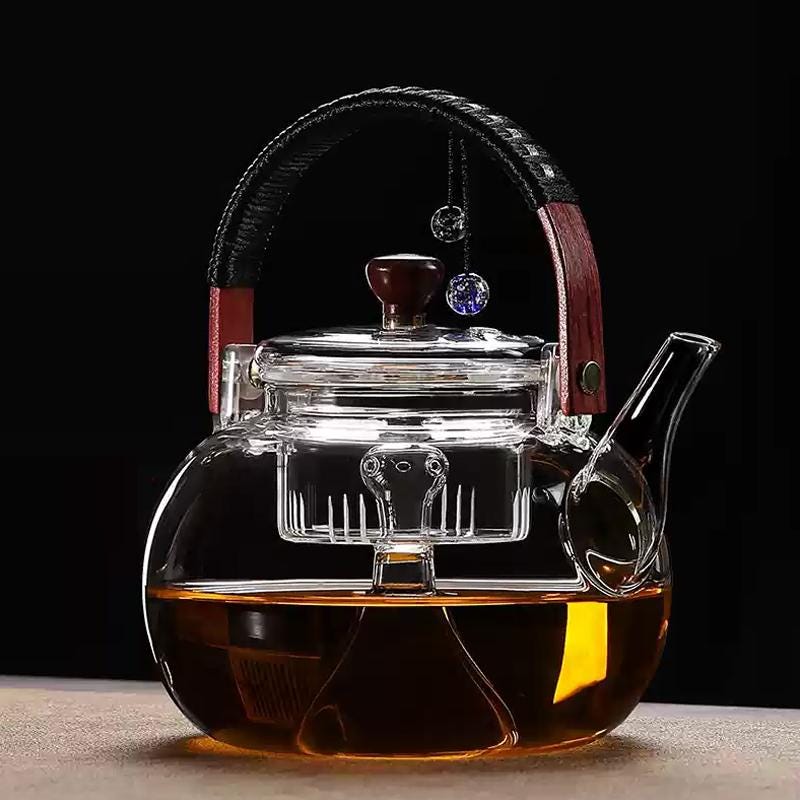 High temperature resistant glass steaming teapot | glass boiling teapot | flower tea brewing teapot | anti-scalding handle pot|glass kettle