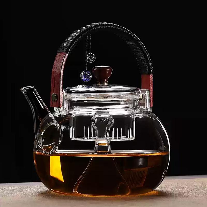 High temperature resistant glass steaming teapot | glass boiling teapot | flower tea brewing teapot | anti-scalding handle pot|glass kettle