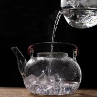 High temperature resistant glass steaming teapot | glass boiling teapot | flower tea brewing teapot | anti-scalding handle pot|glass kettle