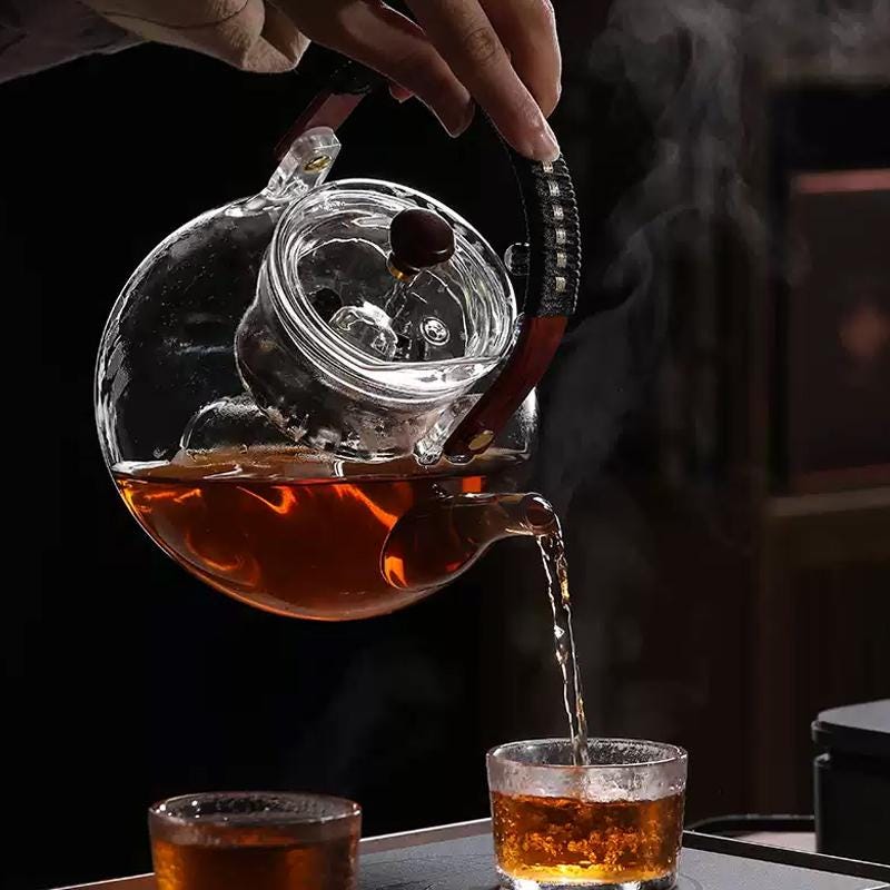 High temperature resistant glass steaming teapot | glass boiling teapot | flower tea brewing teapot | anti-scalding handle pot|glass kettle