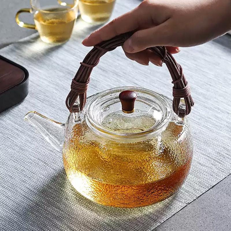 Hammered glass teapot | High temperature resistant glass teapot | Glass kettle | Electric ceramic stove teapot | Lift pot |Tea party tea set