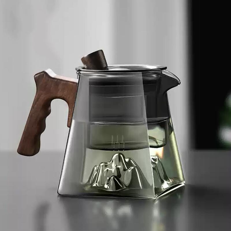 Glass teapot | High temperature resistant glass steaming teapot | Thickened glass kettle | Integrated steaming teapot