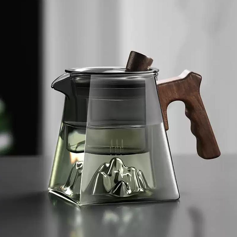 Glass teapot | High temperature resistant glass steaming teapot | Thickened glass kettle | Integrated steaming teapot